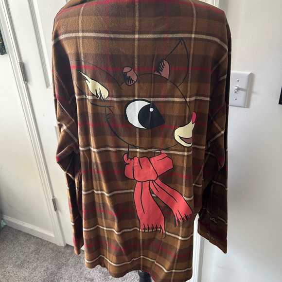 Brown Plaid CakeWorthy Rudolph Flannel NWT. Unisex - Picture 4 of 8